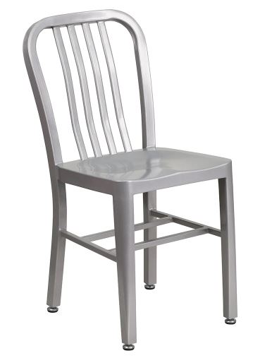 CHAIR GALLEY STEEL SILVER W/SLAT BACK 500 LB CAPACITY - Chairs